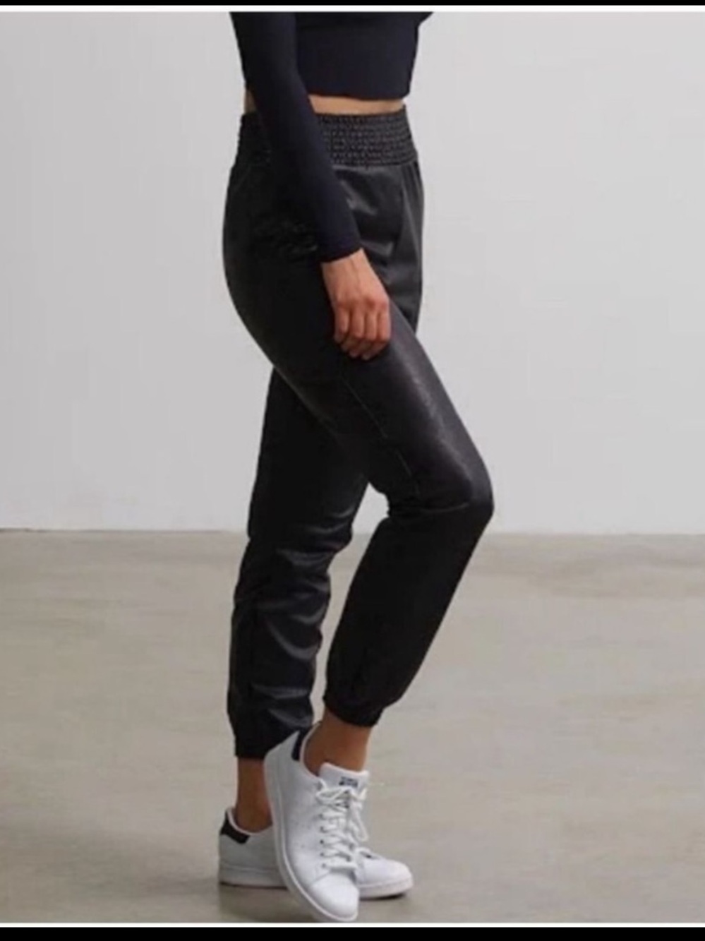 Commando Black Faux Leather Pocketed Joggers S - Picture 4 of 9